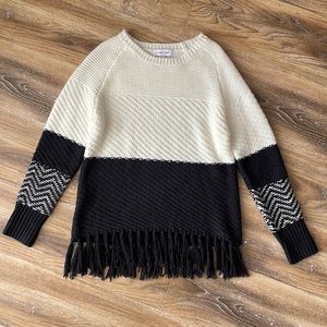 John + Jenn Color-block Fringe Sweater